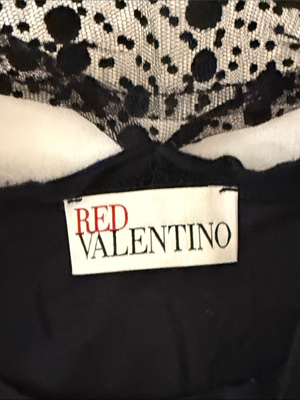RED Valentino Black Polka Dot Sheer Trim Top - Picture 2 of 2